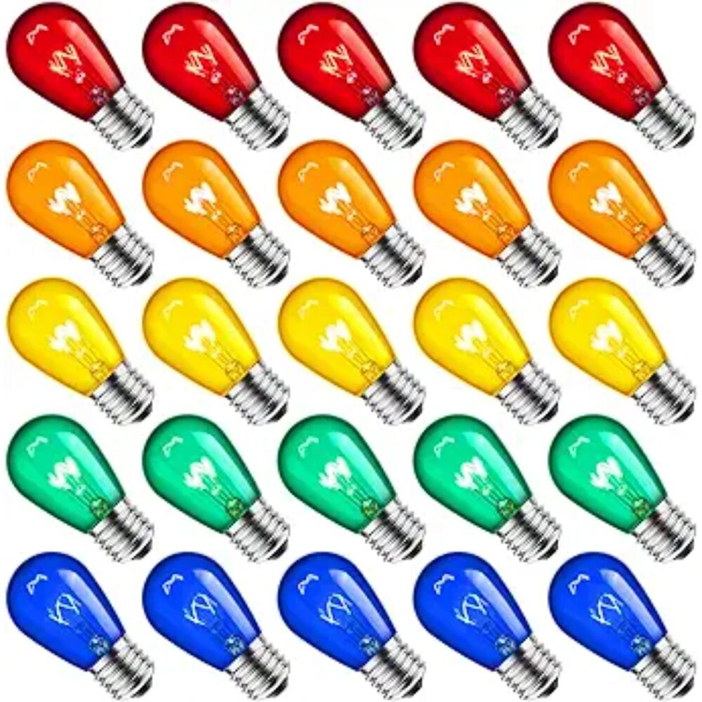 S14 Replacement Light Bulb 50 Pck Glass 11 Watt  Med Base Waterproof Multicolor